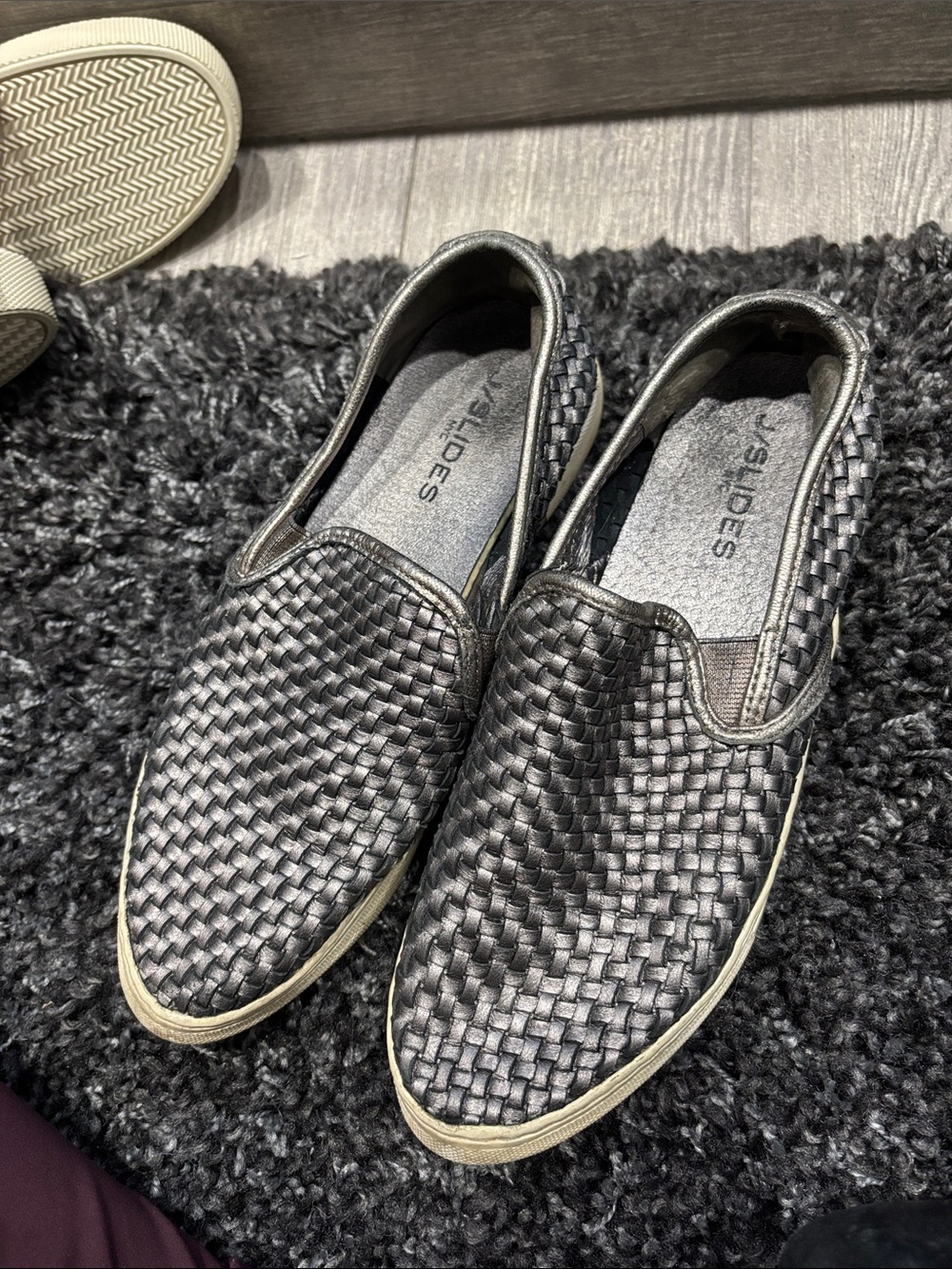 Skechers Men’s Woven Slip-On Loafers in Black